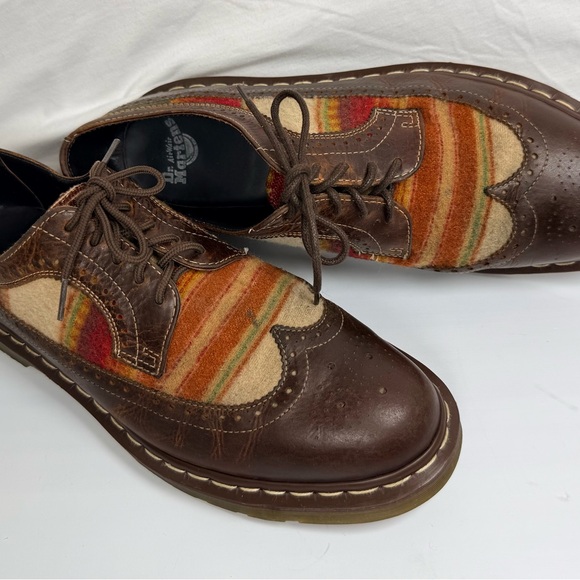 Rare Dr. Martens x Pendleton Sz 13 Leather Wingtip Oxfords Santa Fe Stripe Wool - Picture 11 of 12